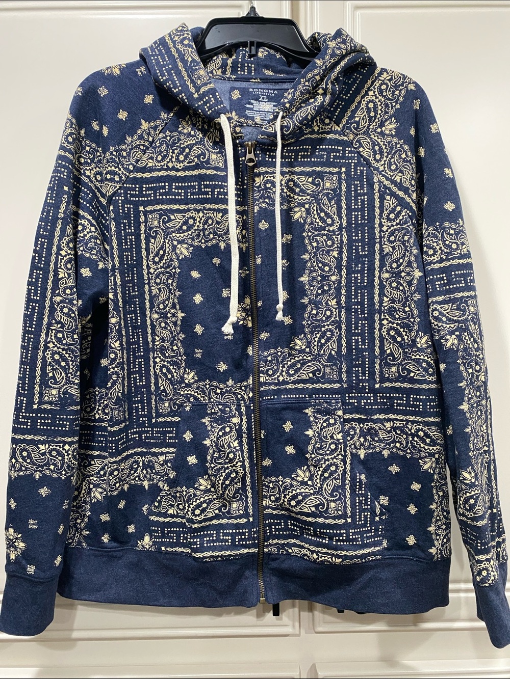 nwot sonoma bandana print paisley blue XL